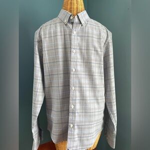 UNTUCKit Men’s Slim Fit Plaid Dress Shirt Grey Blue Medium Wrinkle Free Cotton